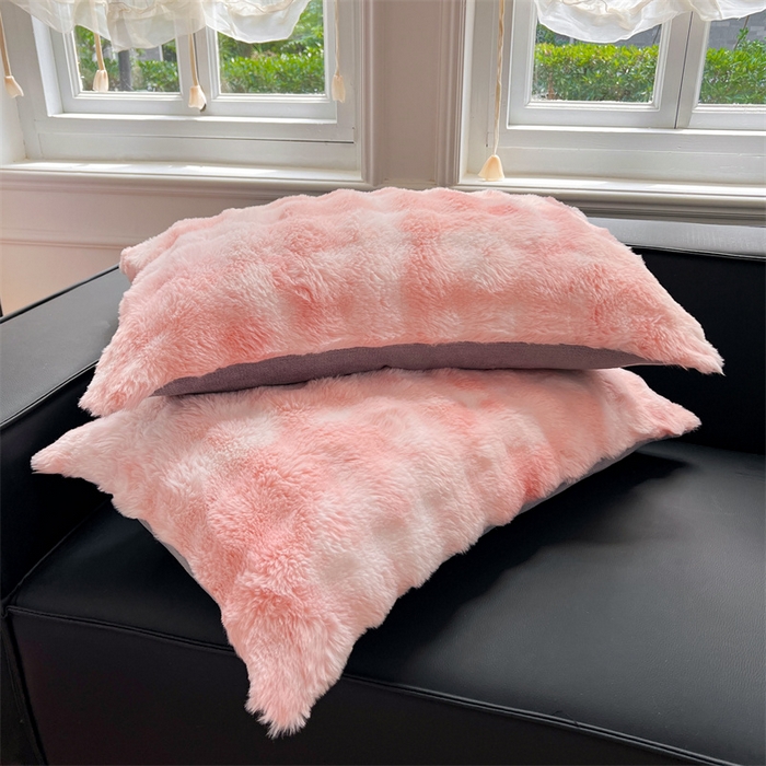 91家纺网 家纺一手货源 找家纺 梦舒羽 2025新款兔毛绒单人枕套牛奶绒枕芯套雪花绒宿舍枕头套 梦幻樱粉