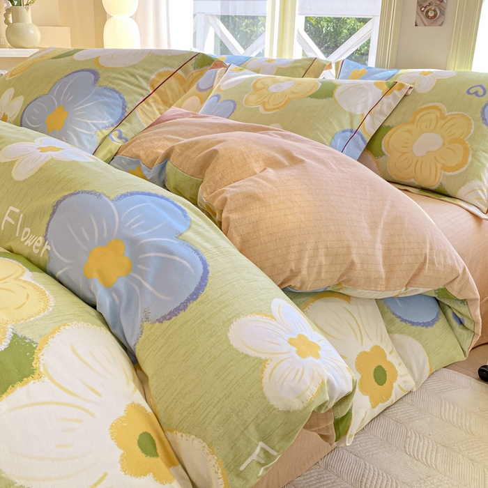 91家纺网 家纺一手货源 找家纺 宜家坊 2024全棉ins风小清新加厚磨毛【提供质检报告】 繁花-绿