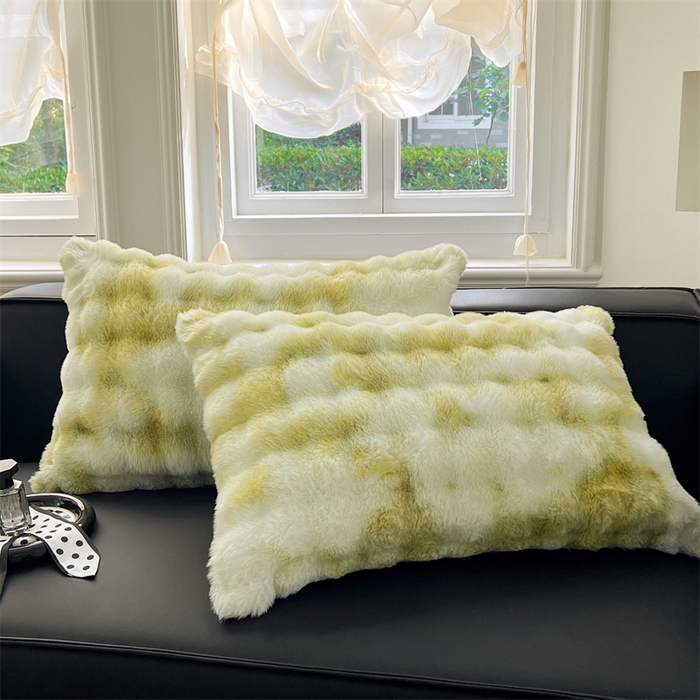 91家纺网 家纺一手货源 找家纺 梦舒羽 2025新款兔毛绒单人枕套牛奶绒枕芯套雪花绒宿舍枕头套 梦幻果绿