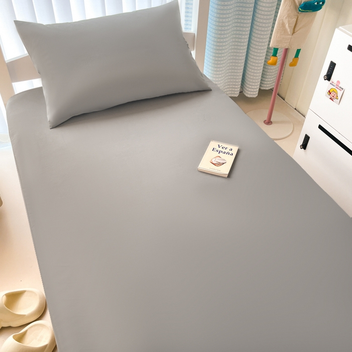 91家纺网 家纺一手货源 找家纺 老帅的工厂店 2025新款亲肤磨毛防水纯色学生床笠-小床图 灰色