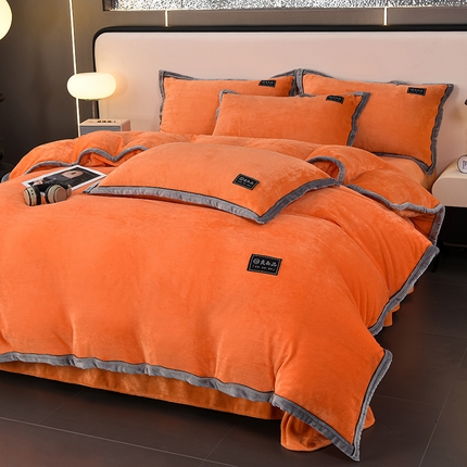 91家纺网 家纺一手货源 找家纺 （总）绒耀2025纯色加厚牛奶绒四件套轻奢款大包边素色直播爆款