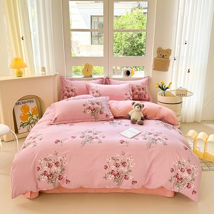 91家纺网 家纺一手货源 找家纺 （总）韩后家纺 2025新款全棉AB版磨毛印花四件套