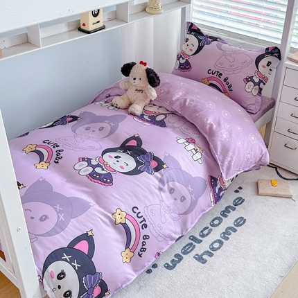 91家纺网 家纺一手货源 找家纺 卡斯诺家纺馆 2025新款芦荟棉宿舍床上下铺三件套 幸运女孩