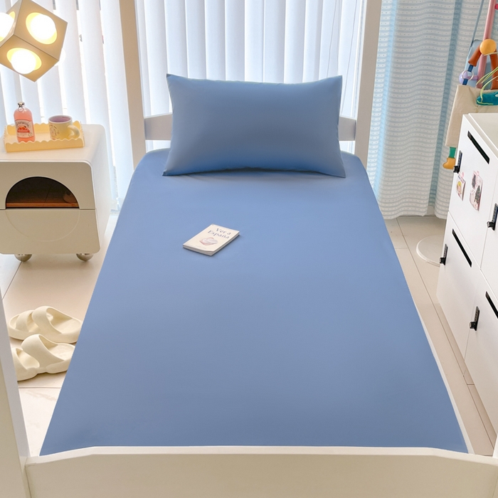 91家纺网 家纺一手货源 找家纺 老帅的工厂店 2025新款亲肤磨毛防水纯色学生床笠-小床图 雾蓝