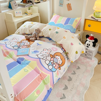 91家纺网 家纺一手货源 找家纺 （总）卡斯诺家纺馆 2025新款芦荟棉宿舍床上下铺三件套