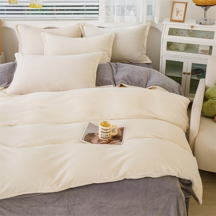 91家纺网 家纺一手货源 找家纺 （总）锦罗绣 2024新款230克纯色牛奶绒四件套