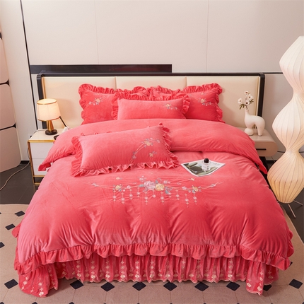 91家纺网 家纺一手货源 找家纺 （总）2024秋冬新款茉含宝宝绒公主风四件套