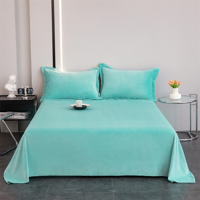 91家纺网 家纺一手货源 找家纺 锦罗绣 2024新款230克纯色牛奶绒单床单 绿色-