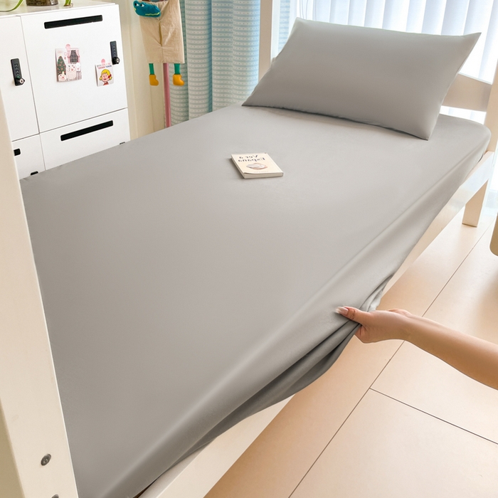 91家纺网 家纺一手货源 找家纺 老帅的工厂店 2025新款亲肤磨毛防水纯色学生床笠-小床图 灰色