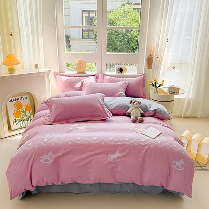 91家纺网 家纺一手货源 找家纺 （总）韩后家纺 2025新款全棉AB版磨毛印花四件套