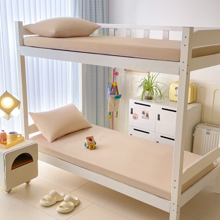 91家纺网 家纺一手货源 找家纺 老帅的工厂店 2025新款亲肤磨毛防水纯色学生床笠-小床图 杏色