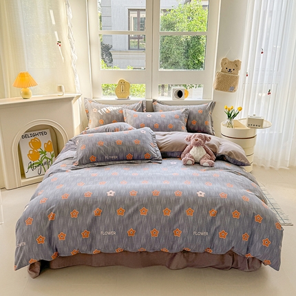 91家纺网 家纺一手货源 找家纺 （总）韩后家纺 2025新款全棉AB版磨毛印花四件套