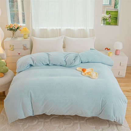锦罗绣 2024新款全消光230克牛奶绒烂花绒提花单被套 mu-蓝