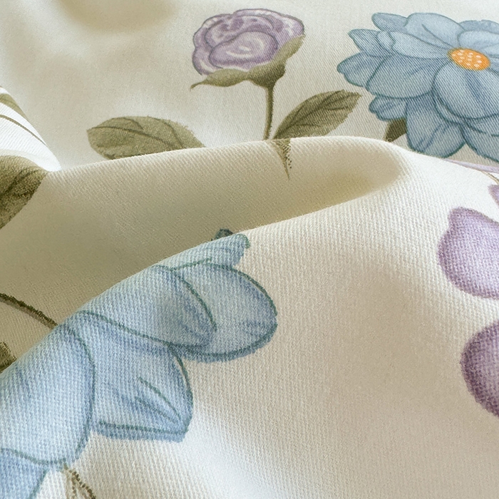 91家纺网 家纺一手货源 找家纺 韩后家纺 2025新款全棉AB版磨毛印花四件套 梦幻花语 蓝