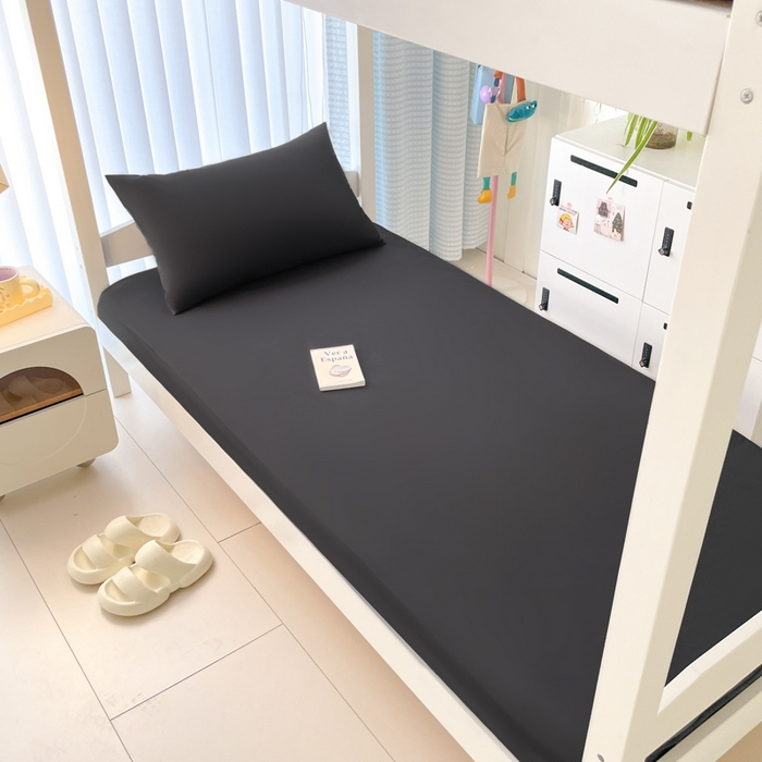 91家纺网 家纺一手货源 找家纺 老帅的工厂店 2025新款亲肤磨毛防水纯色学生床笠-小床图 深灰