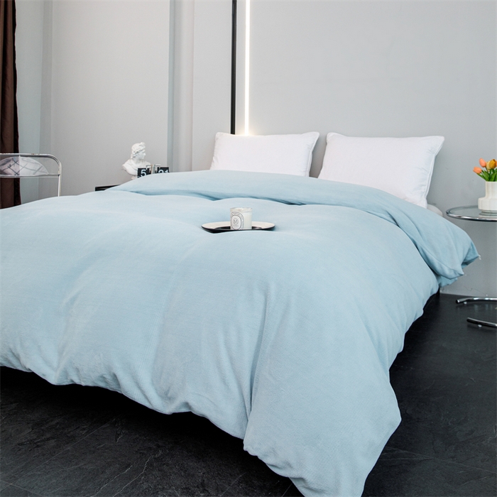 91家纺网 家纺一手货源 找家纺 锦罗绣 2024新款230克纯色牛奶绒单被套 水蓝-