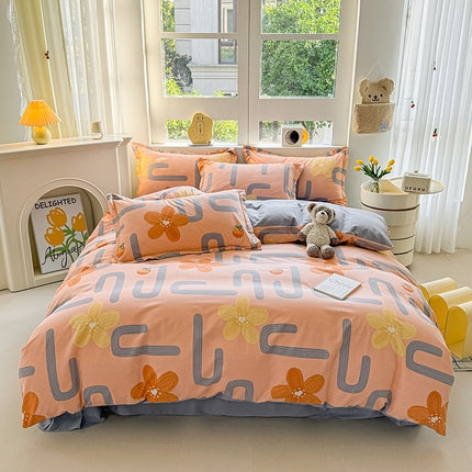 91家纺网 家纺一手货源 找家纺 （总）韩后家纺 2025新款全棉AB版磨毛印花四件套