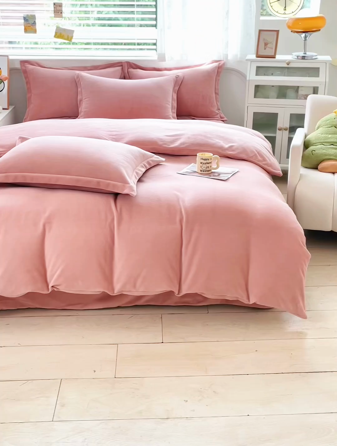 91家纺网 家纺一手货源 找家纺 锦罗绣 2024新款230克纯色牛奶绒单被套 暖橘-