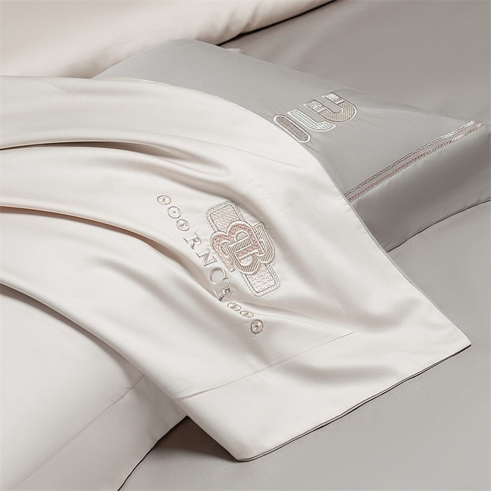 91家纺网 家纺一手货源 找家纺 2025新款AB版长绒棉高端绣花四件套-茜雅 茜雅-绅士灰