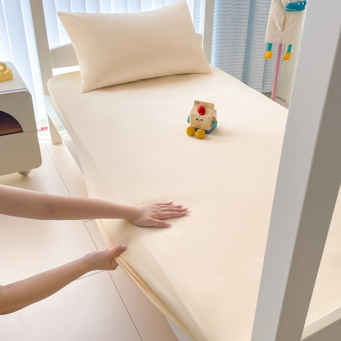 91家纺网 家纺一手货源 找家纺 老帅的工厂店 2025新款亲肤磨毛防水纯色学生床笠-小床图 本色