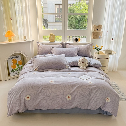 91家纺网 家纺一手货源 找家纺 （总）韩后家纺 2025新款全棉AB版磨毛印花四件套