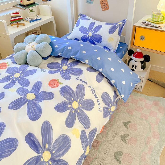 91家纺网 家纺一手货源 找家纺 卡斯诺家纺馆 2025新款芦荟棉宿舍床上下铺三件套 唯美