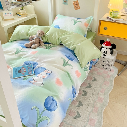 91家纺网 家纺一手货源 找家纺 （总）卡斯诺家纺馆 2025新款芦荟棉宿舍床上下铺三件套