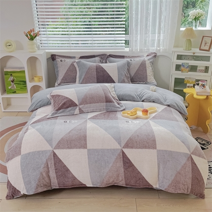 锦罗绣 2024新款A类高克重牛奶绒印花四件套 绅士