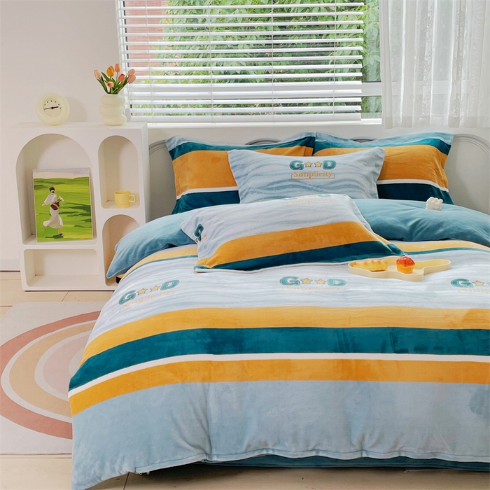 91家纺网 家纺一手货源 找家纺 锦罗绣 2024新款A类高克重牛奶绒印花四件套 好好先生