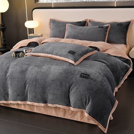 91家纺网 家纺一手货源 找家纺 （总）绒耀2025纯色加厚牛奶绒四件套轻奢款大包边素色直播爆款