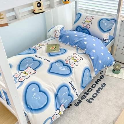 91家纺网 家纺一手货源 找家纺 （总）卡斯诺家纺馆 2025新款芦荟棉宿舍床上下铺三件套