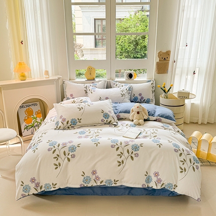 91家纺网 家纺一手货源 找家纺 （总）韩后家纺 2025新款全棉AB版磨毛印花四件套