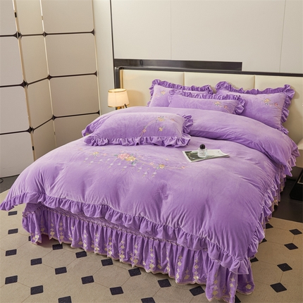 2024秋冬新款茉含宝宝绒公主风四件套 浪漫紫-