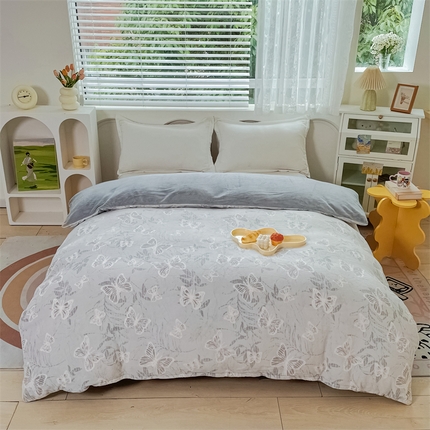 锦罗绣 2024新款全消光230克牛奶绒烂花绒提花单被套 蝴蝶