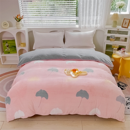 锦罗绣 2024新款A类高克重牛奶绒印花单被套 杏叶