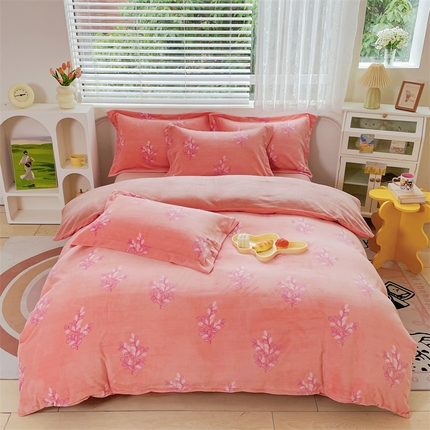 锦罗绣 2024新款A类高克重牛奶绒印花四件套 满园春