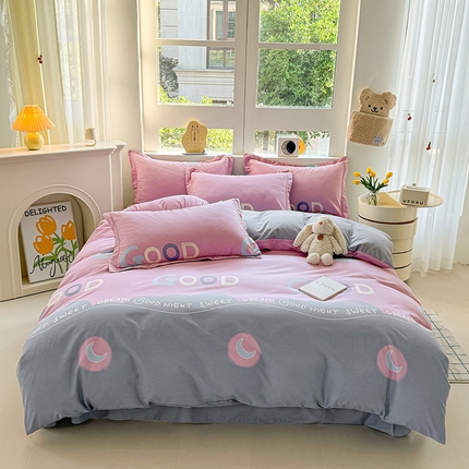 91家纺网 家纺一手货源 找家纺 （总）韩后家纺 2025新款全棉AB版磨毛印花四件套