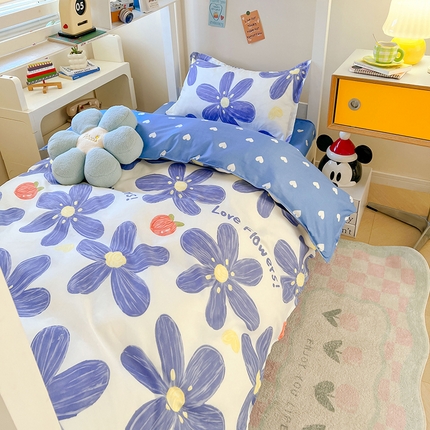 91家纺网 家纺一手货源 找家纺 卡斯诺家纺馆 2025新款芦荟棉宿舍床上下铺三件套 唯美