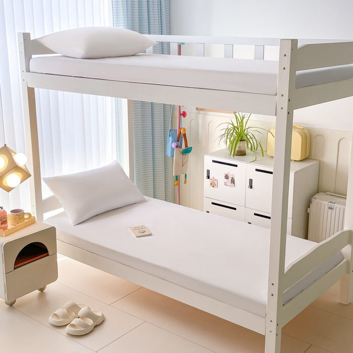 91家纺网 家纺一手货源 找家纺 老帅的工厂店 2025新款亲肤磨毛防水纯色学生床笠-小床图 白色