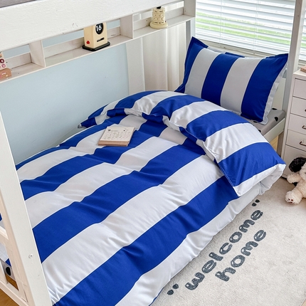 卡斯诺家纺馆 2025新款芦荟棉宿舍床上下铺三件套 曲调-蓝
