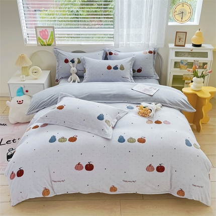 锦罗绣 2024新款A类高克重牛奶绒印花四件套 小南瓜