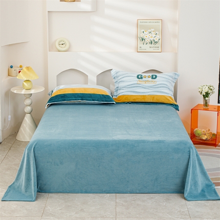 锦罗绣 2024新款230克纯色牛奶绒单床单 繁星蓝-