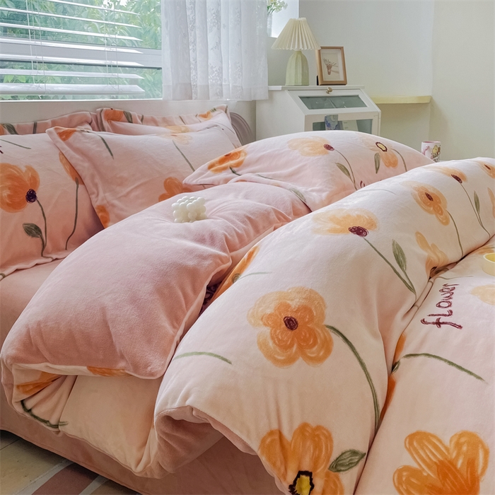 91家纺网 家纺一手货源 找家纺 锦罗绣 2024新款A类高克重牛奶绒印花单被套 春色满园