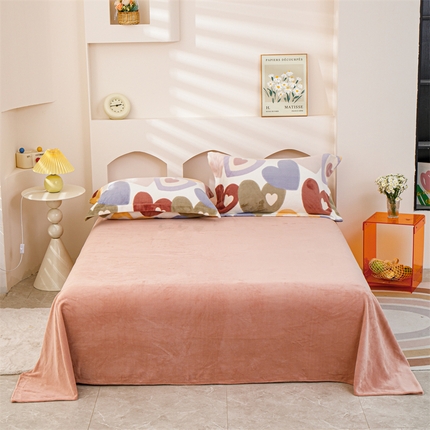 锦罗绣 2024新款230克纯色牛奶绒单床单 暖橘-