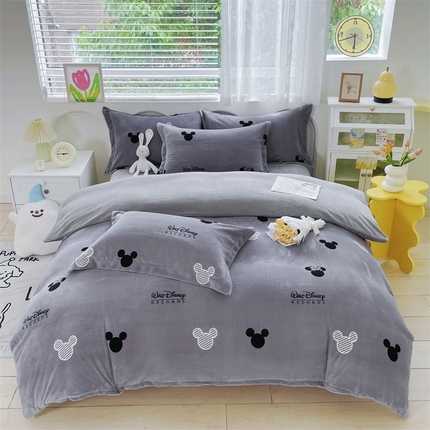 锦罗绣 2024新款A类高克重牛奶绒印花四件套 经典米奇