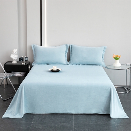 锦罗绣 2024新款230克纯色牛奶绒单床单 水蓝-