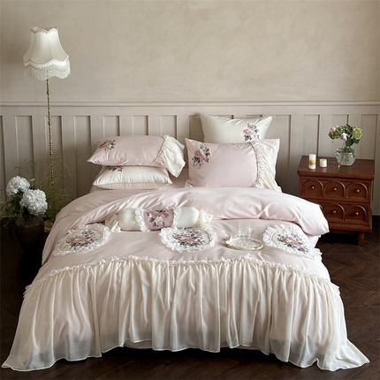 91家纺网 家纺一手货源 找家纺 （总）MIU缪家居 2024新款100支全棉蔓莎公主系列四件套