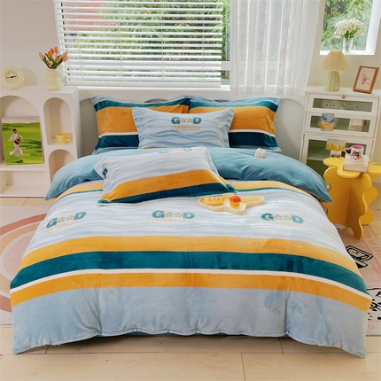 锦罗绣 2024新款A类高克重牛奶绒印花四件套 好好先生