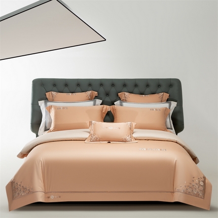 91家纺网 家纺一手货源 找家纺 （总）2025新款AB版长绒棉高端绣花四件套-茜雅