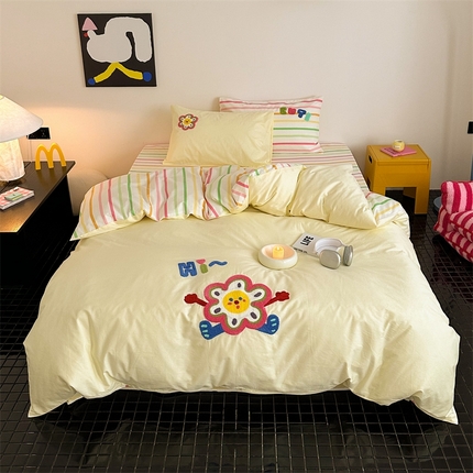 珺柔家纺 2024新款全棉印加毛巾绣四件套 拥抱太阳